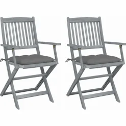 MAISON EXCLUSIVE - Chaises pliables d'extérieur lot de 2 et coussins bois d'acacia