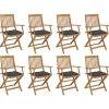 MAISON EXCLUSIVE - Chaises pliables d'extérieur et coussins lot de 8 bois d'acacia