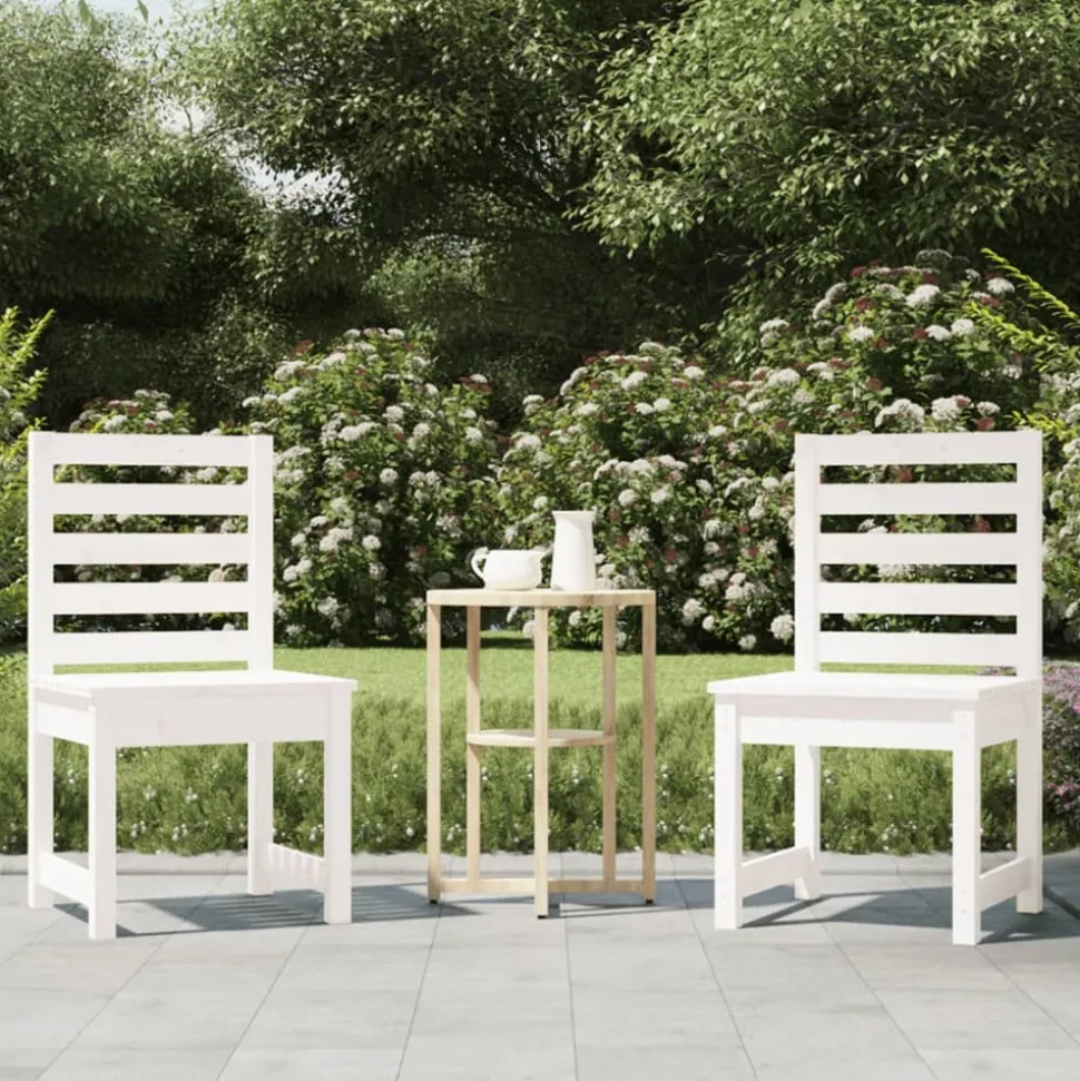 MAISON EXCLUSIVE - Chaises de jardin lot de 2 blanc 50x48x91,5 cm bois massif pin