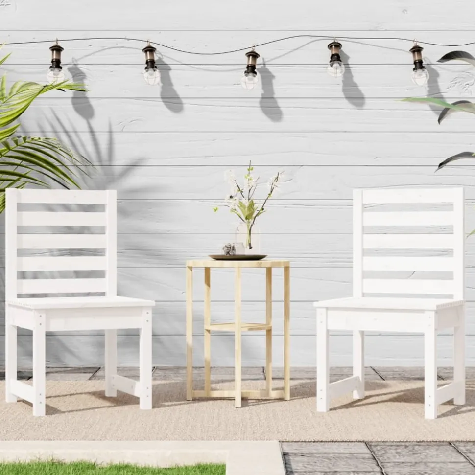 MAISON EXCLUSIVE - Chaises de jardin lot de 2 blanc 50x48x91,5 cm bois massif pin