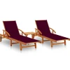 MAISON EXCLUSIVE - Chaises longues lot de 2 avec table et coussins acacia solide