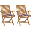 MAISON EXCLUSIVE - Chaises de jardin lot de 2 avec coussins à carreaux rouge teck