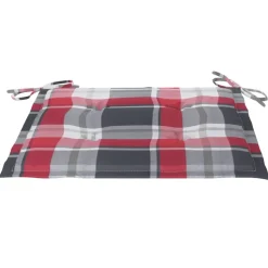 MAISON EXCLUSIVE - Chaises de jardin lot de 2 avec coussins à carreaux rouge teck
