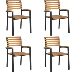 MAISON EXCLUSIVE - Chaises de jardin empilables lot de 4 bois d'acacia et métal