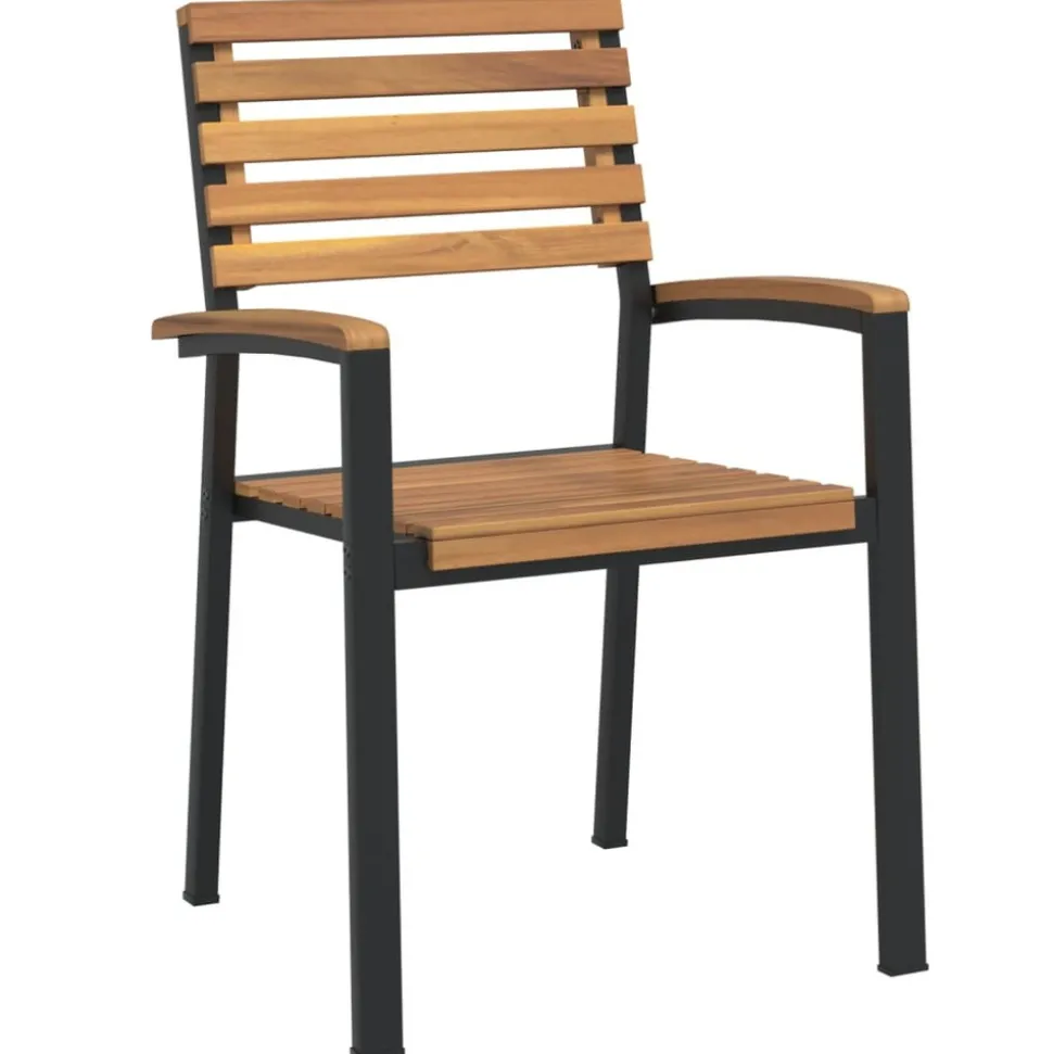 MAISON EXCLUSIVE - Chaises de jardin empilables lot de 4 bois d'acacia et métal