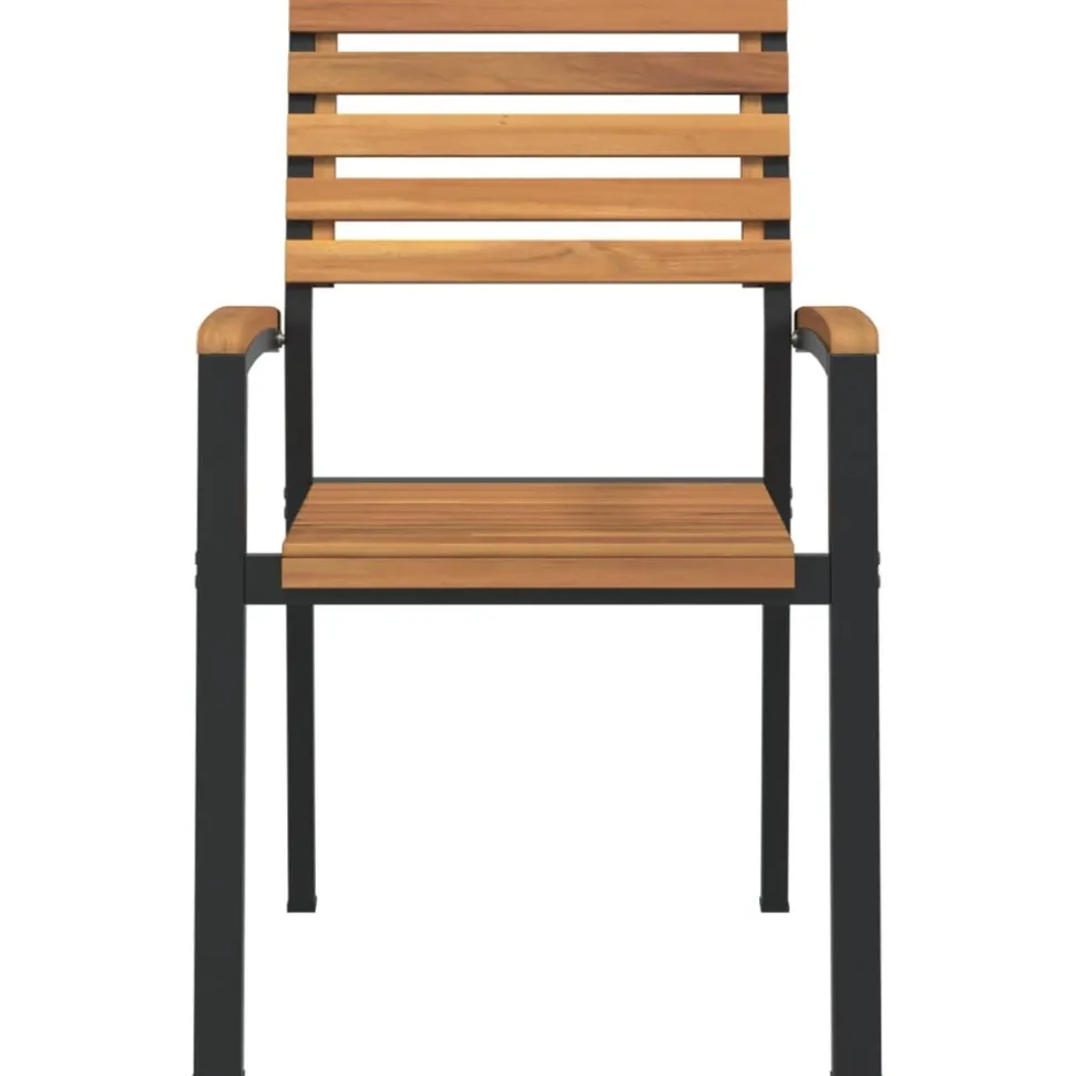 MAISON EXCLUSIVE - Chaises de jardin empilables lot de 4 bois d'acacia et métal