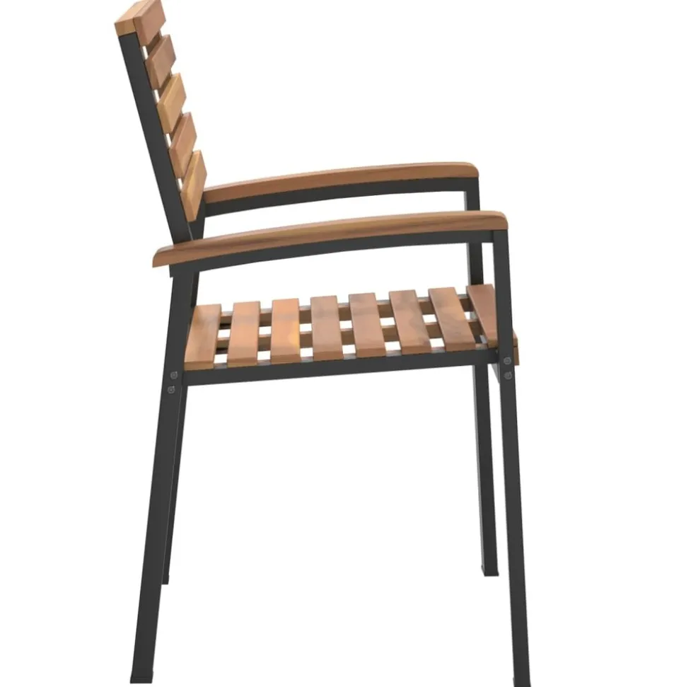 MAISON EXCLUSIVE - Chaises de jardin empilables lot de 4 bois d'acacia et métal