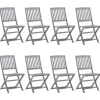 MAISON EXCLUSIVE - Chaises pliables d'extérieur lot de 8 et coussins bois d'acacia