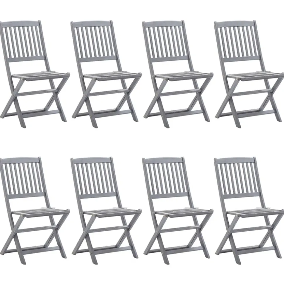 MAISON EXCLUSIVE - Chaises pliables d'extérieur lot de 8 et coussins bois d'acacia