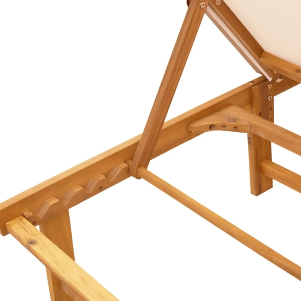 MAISON EXCLUSIVE - Chaises longues lot de 2 crème bois acacia solide et textilène