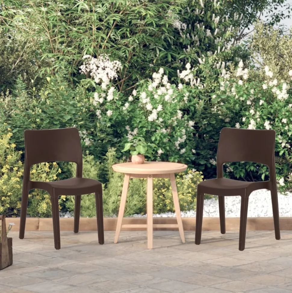 MAISON EXCLUSIVE - Chaises de jardin lot de 2 moka polypropylène