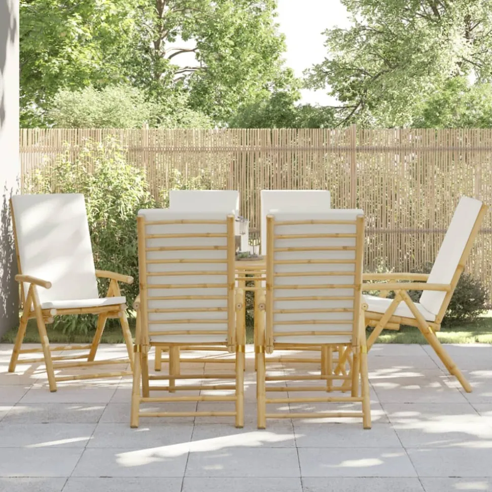 MAISON EXCLUSIVE - Chaises inclinables de jardin pliantes lot de 6 coussins bambou