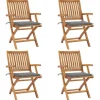 MAISON EXCLUSIVE - Chaises pliables de jardin avec coussins lot de 4 teck solide