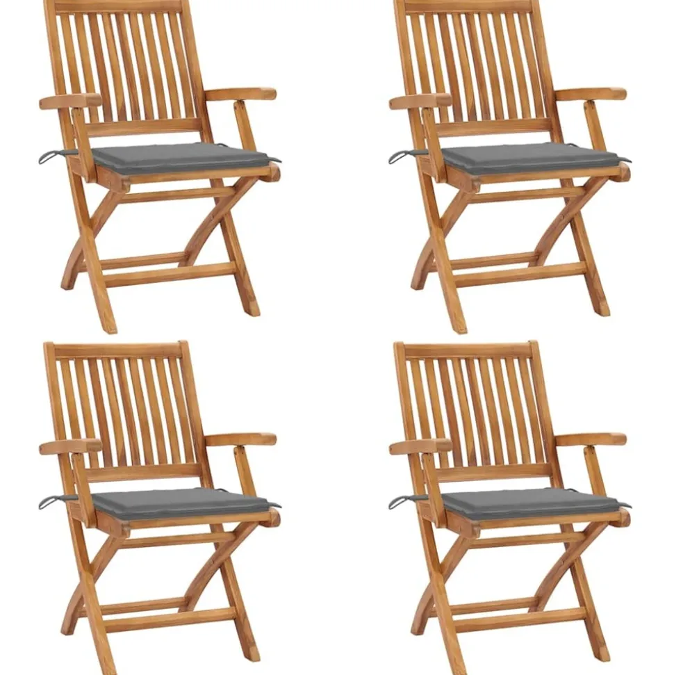 MAISON EXCLUSIVE - Chaises pliables de jardin avec coussins lot de 4 teck solide