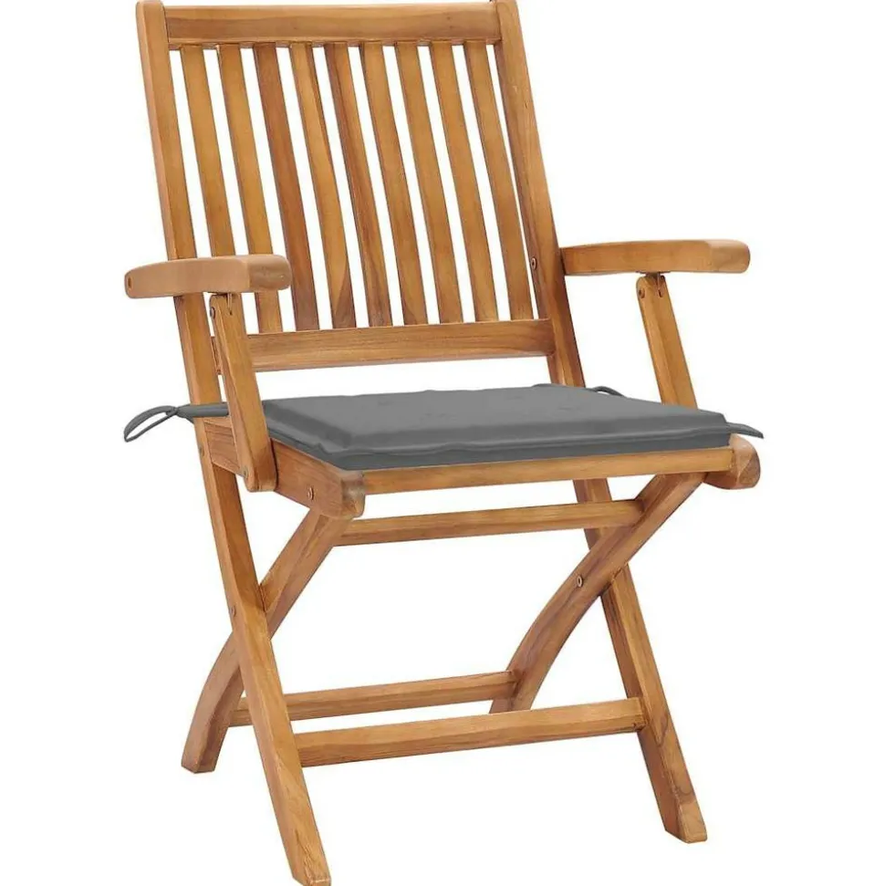 MAISON EXCLUSIVE - Chaises pliables de jardin avec coussins lot de 4 teck solide