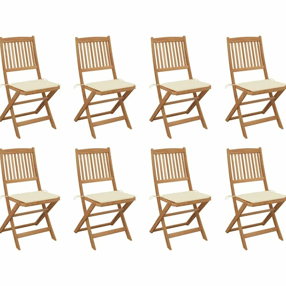 MAISON EXCLUSIVE - Chaises pliables d'extérieur et coussins lot de 8 bois d'acacia