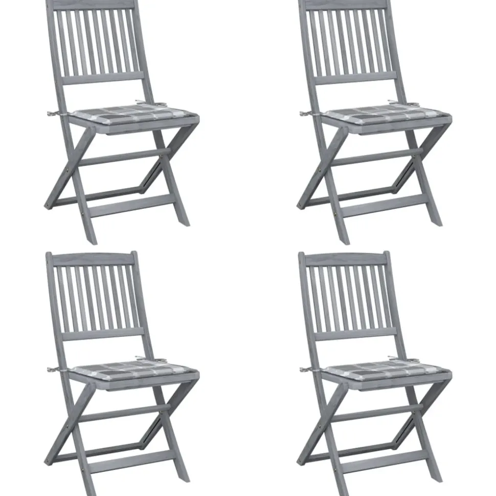 MAISON EXCLUSIVE - Chaises pliables d'extérieur lot de 4 et coussins bois d'acacia