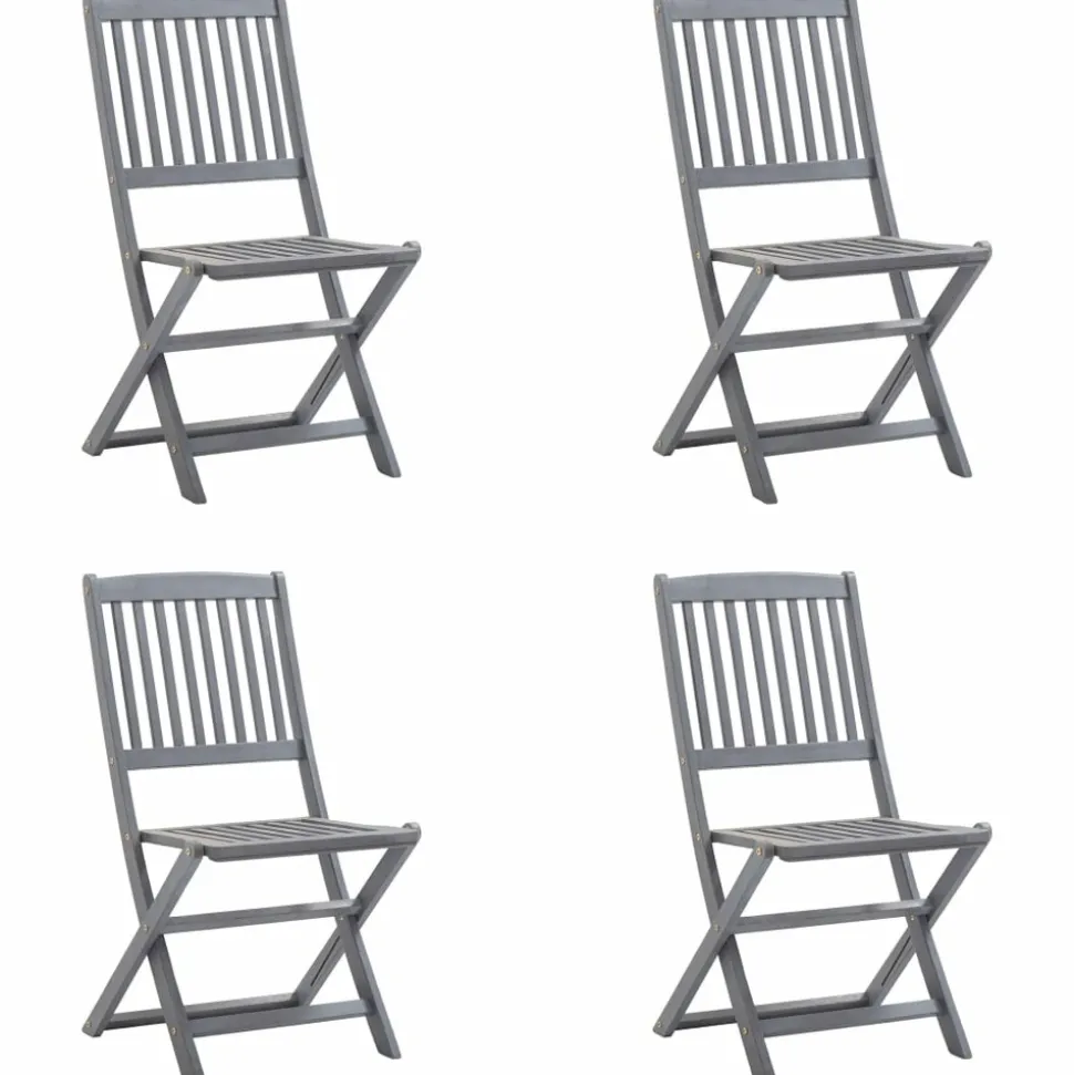 MAISON EXCLUSIVE - Chaises pliables d'extérieur lot de 4 et coussins bois d'acacia