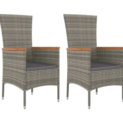 MAISON EXCLUSIVE - Chaises de jardin avec coussins lot de 2 résine tressée gris
