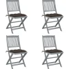 MAISON EXCLUSIVE - Chaises pliables d'extérieur lot de 4 et coussins bois d'acacia