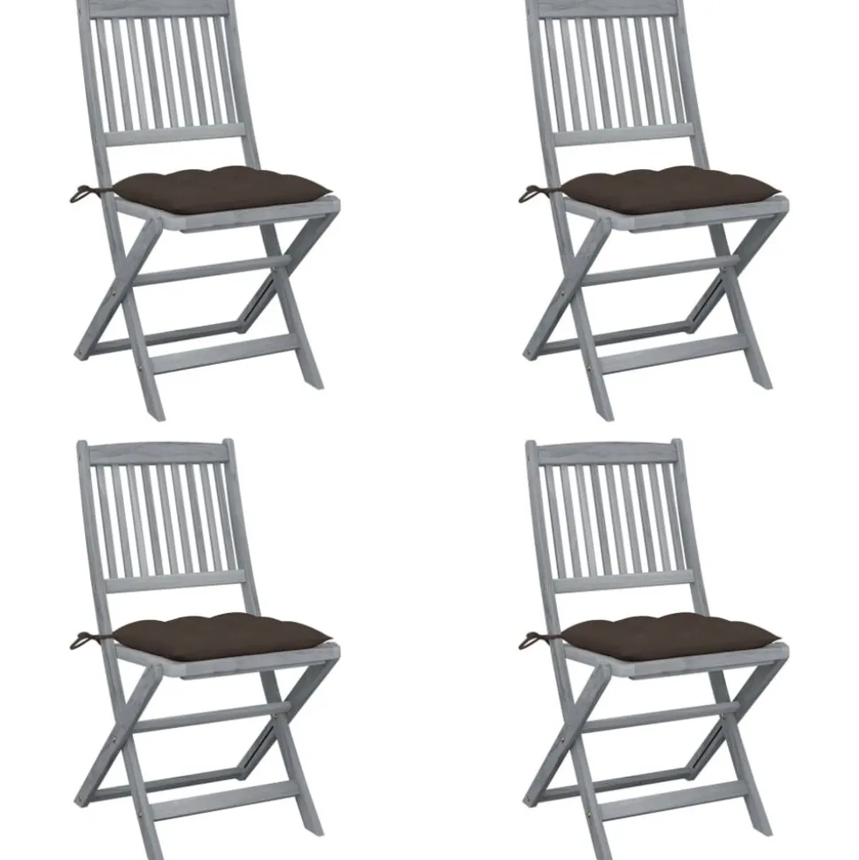 MAISON EXCLUSIVE - Chaises pliables d'extérieur lot de 4 et coussins bois d'acacia