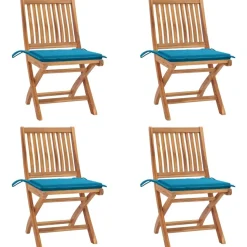 MAISON EXCLUSIVE - Chaises pliables de jardin avec coussins lot de 4 teck solide
