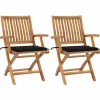 MAISON EXCLUSIVE - Chaises de jardin lot de 2 et coussins noir bois de teck massif