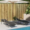 MAISON EXCLUSIVE - Chaises longues lot de 2 et coussins gris clair résine tressée