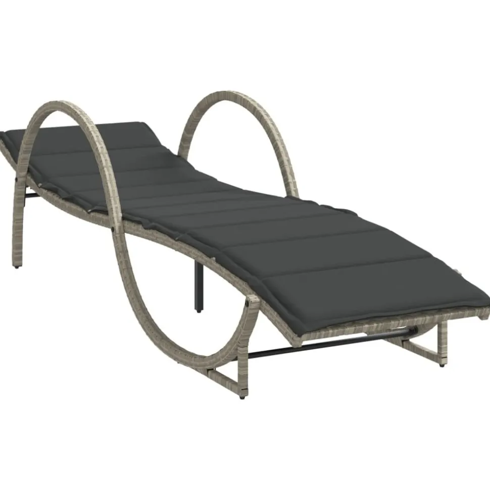 MAISON EXCLUSIVE - Chaises longues lot de 2 et coussins gris clair résine tressée
