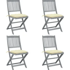 MAISON EXCLUSIVE - Chaises pliables d'extérieur lot de 4 et coussins bois d'acacia