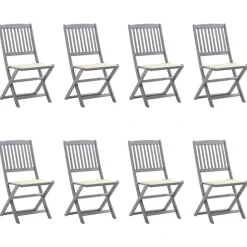 MAISON EXCLUSIVE - Chaises pliables d'extérieur lot de 8 et coussins bois d'acacia