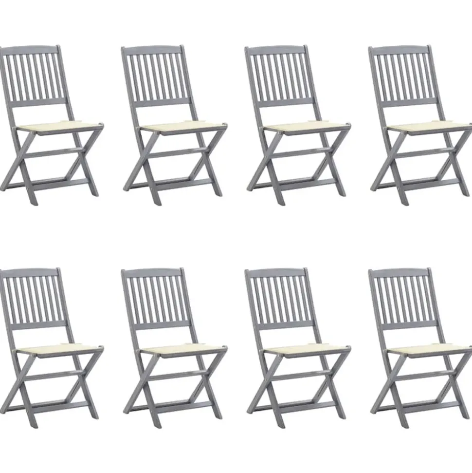 MAISON EXCLUSIVE - Chaises pliables d'extérieur lot de 8 et coussins bois d'acacia