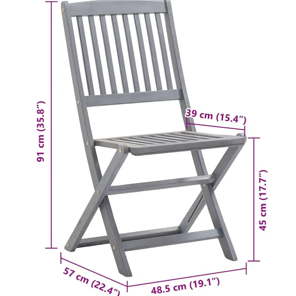 MAISON EXCLUSIVE - Chaises pliables d'extérieur lot de 8 et coussins bois d'acacia