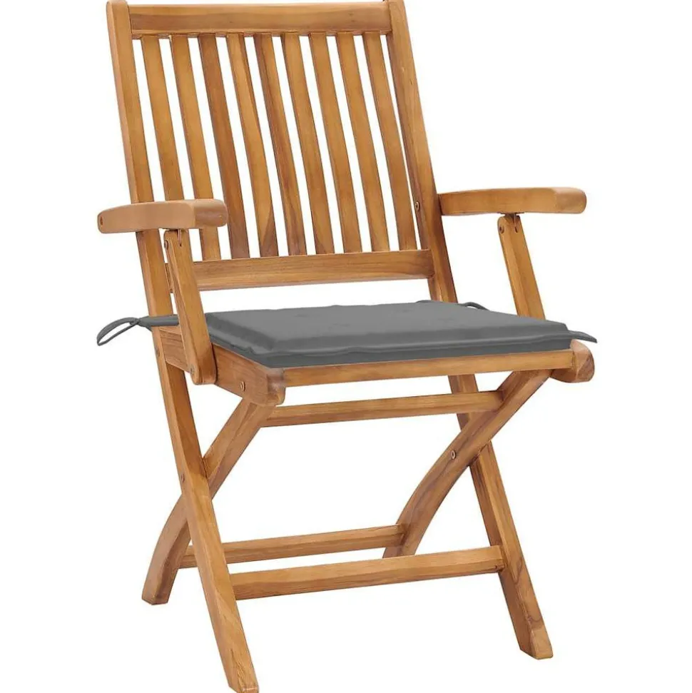 MAISON EXCLUSIVE - Chaises pliables de jardin avec coussins lot de 8 teck solide