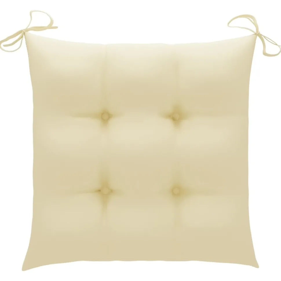 MAISON EXCLUSIVE - Chaises de jardin lot de 2 et coussins blanc crème teck massif