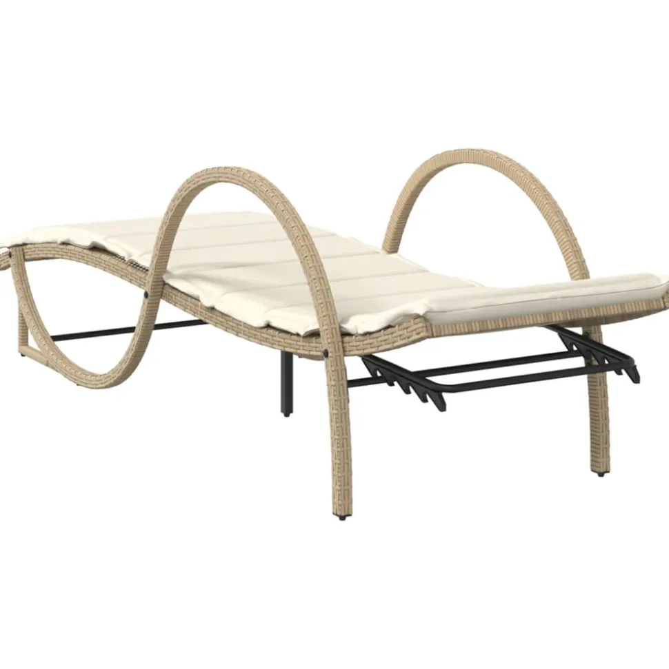 MAISON EXCLUSIVE - Chaises longues lot de 2 avec coussins beige résine tressée