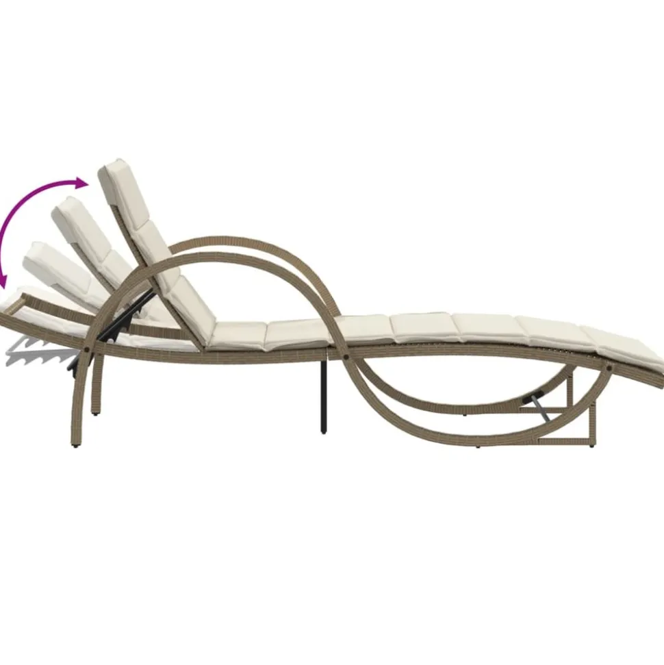 MAISON EXCLUSIVE - Chaises longues lot de 2 avec coussins beige résine tressée
