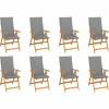 MAISON EXCLUSIVE - Chaises inclinables de jardin et coussins lot de 8 teck solide