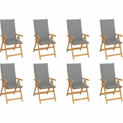 MAISON EXCLUSIVE - Chaises inclinables de jardin et coussins lot de 8 teck solide
