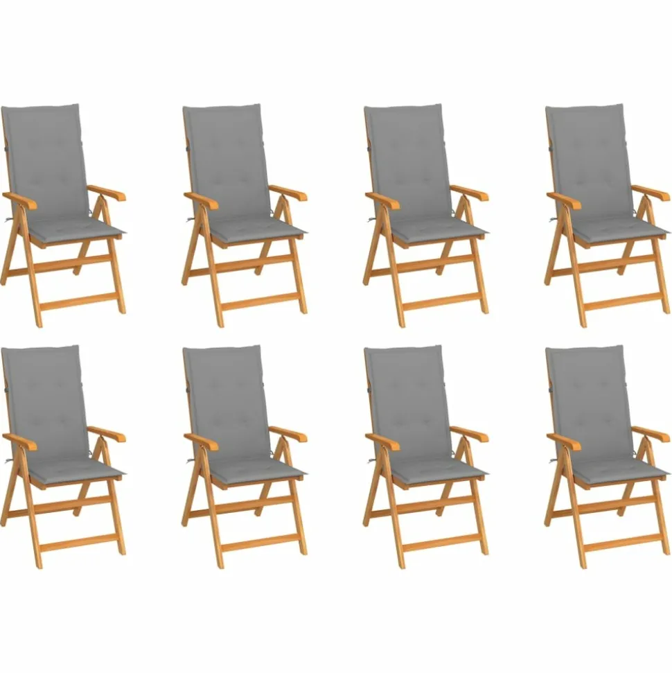 MAISON EXCLUSIVE - Chaises inclinables de jardin et coussins lot de 8 teck solide