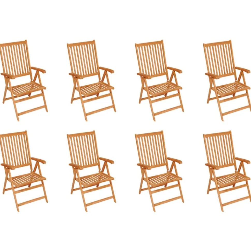 MAISON EXCLUSIVE - Chaises inclinables de jardin et coussins lot de 8 teck solide