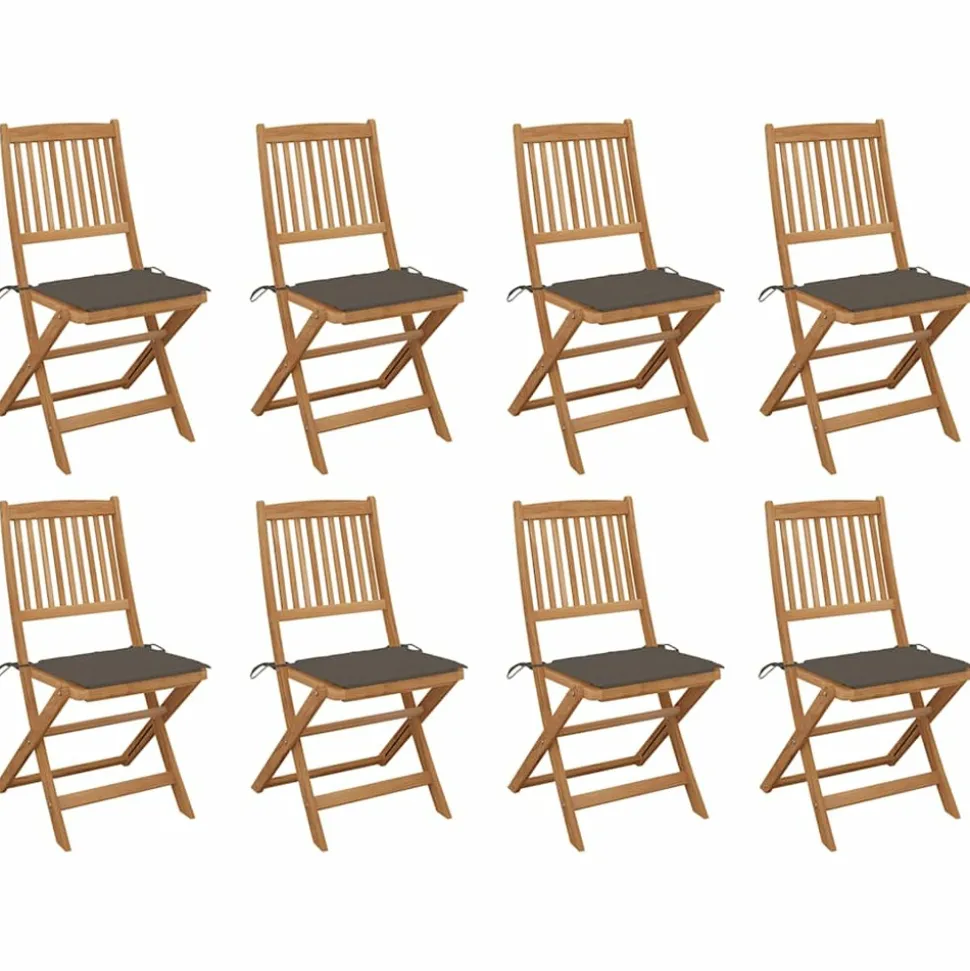 MAISON EXCLUSIVE - Chaises pliables d'extérieur et coussins lot de 8 bois d'acacia