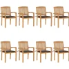 MAISON EXCLUSIVE - Chaises de jardin empilables avec coussins lot de 8 teck solide