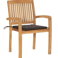 MAISON EXCLUSIVE - Chaises de jardin empilables avec coussins lot de 8 teck solide