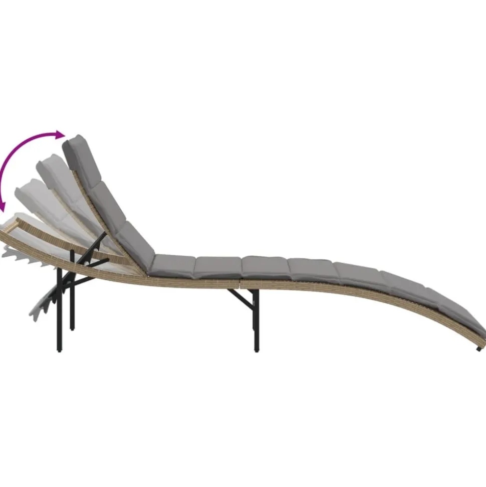 MAISON EXCLUSIVE - Chaises longues lot de 2 avec table beige résine tressée