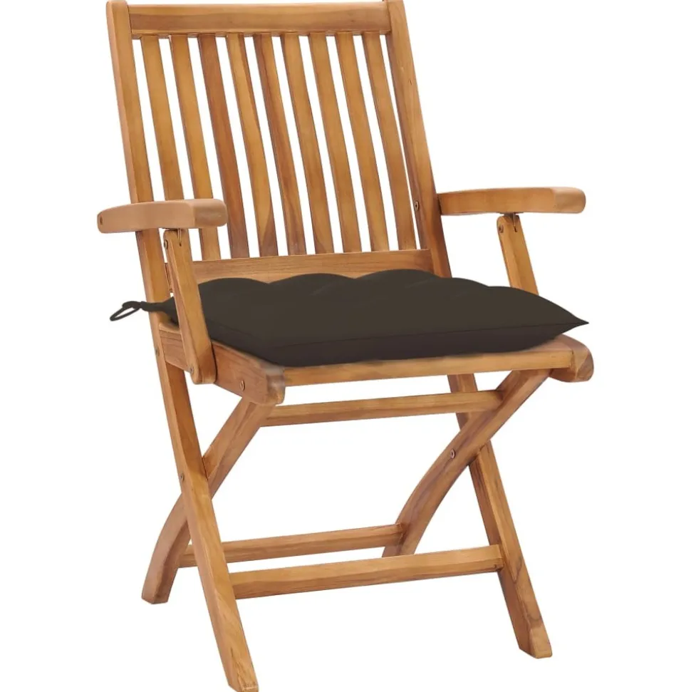 MAISON EXCLUSIVE - Chaises de jardin lot de 2 et coussins taupe bois teck massif