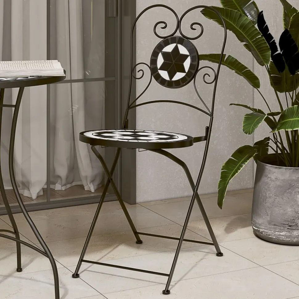 MAISON EXCLUSIVE - Chaises de bistro pliables lot de 2 noir et blanc céramique
