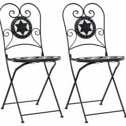MAISON EXCLUSIVE - Chaises de bistro pliables lot de 2 noir et blanc céramique