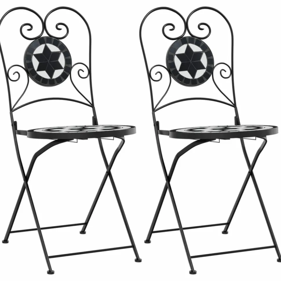 MAISON EXCLUSIVE - Chaises de bistro pliables lot de 2 noir et blanc céramique