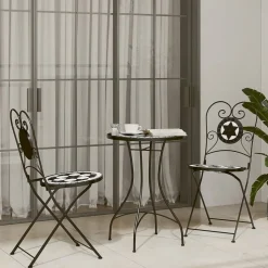 MAISON EXCLUSIVE - Chaises de bistro pliables lot de 2 noir et blanc céramique